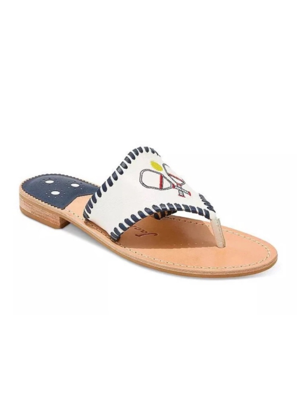 NWOB Jack Rogers Women's Pickleball Embroidered Thong Sandals Size 6 M